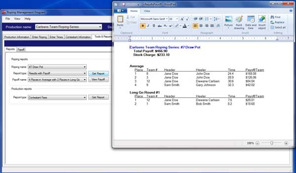 Round robin team roping software